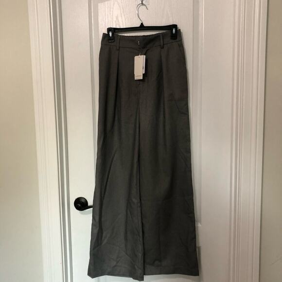 Commense Women's Oversized High Waisted Pleated Front Trousers Pants Gray Small - Picture 2 of 13